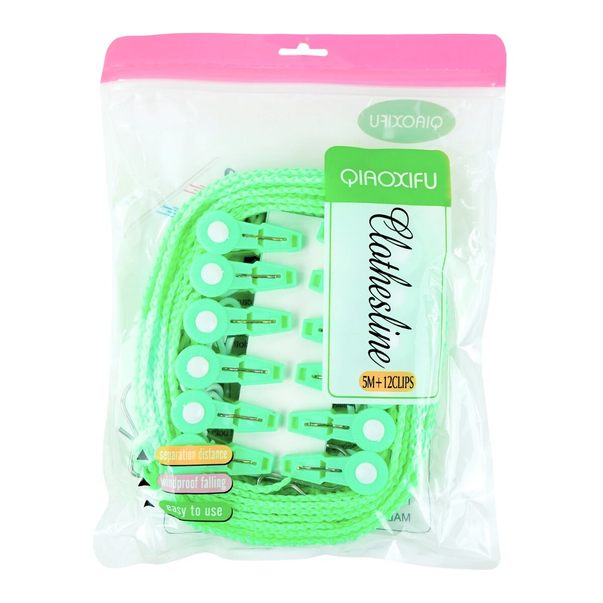 Cuerda para ropa 5m + 12 palillos de plastico 