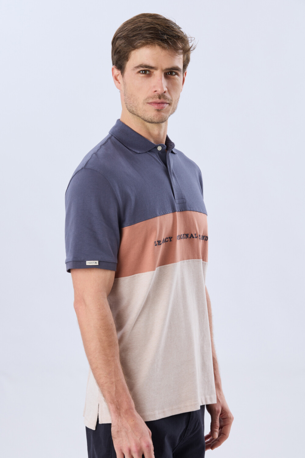REMERA POLO RAYADA JERSEY Azul Oscuro