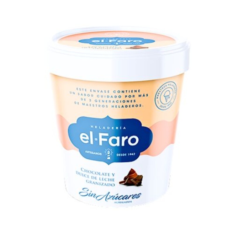 Helado s/Azúcar El Faro - 1,1 lt Chocolate y Dulce de Leche Granizado