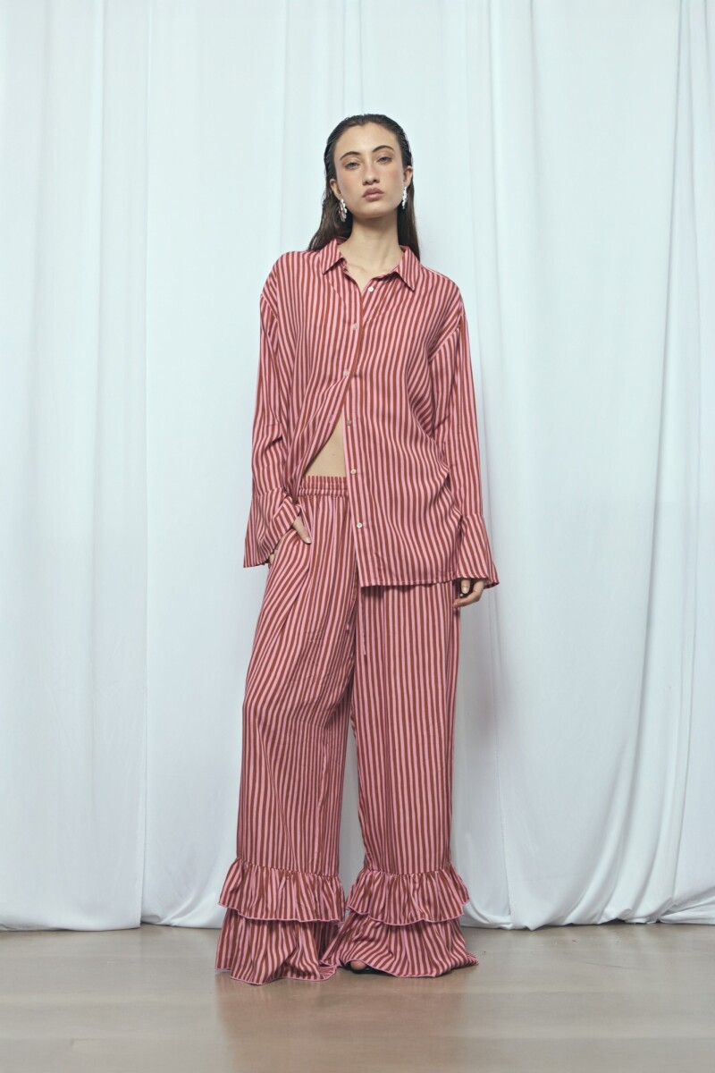 Pantalón rayado volado PREVENTA - rosa 