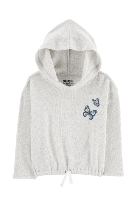 Buzo de algodón térmico con capucha, bordado mariposa Sin color