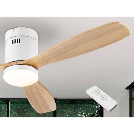 Ventilador De Techo En Madera Led 18watts Fría/neutra/cálida Blanco y madera