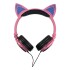 Auriculares Infantil Orejas Gato Luces Led Premium Niñas Color Variante Rosa negro