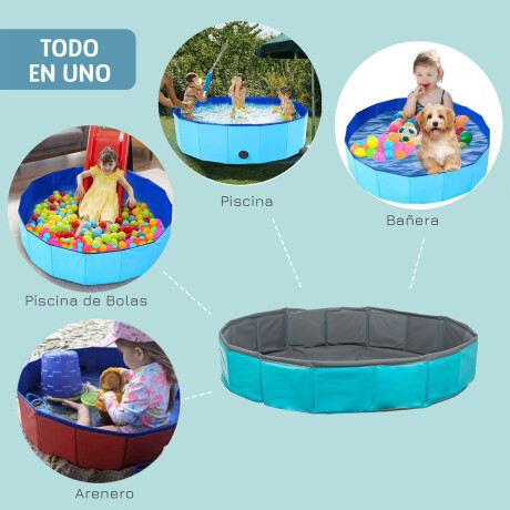 Piscina Plegable Multiuso 160x30cm PVC Estable y Segura Celeste