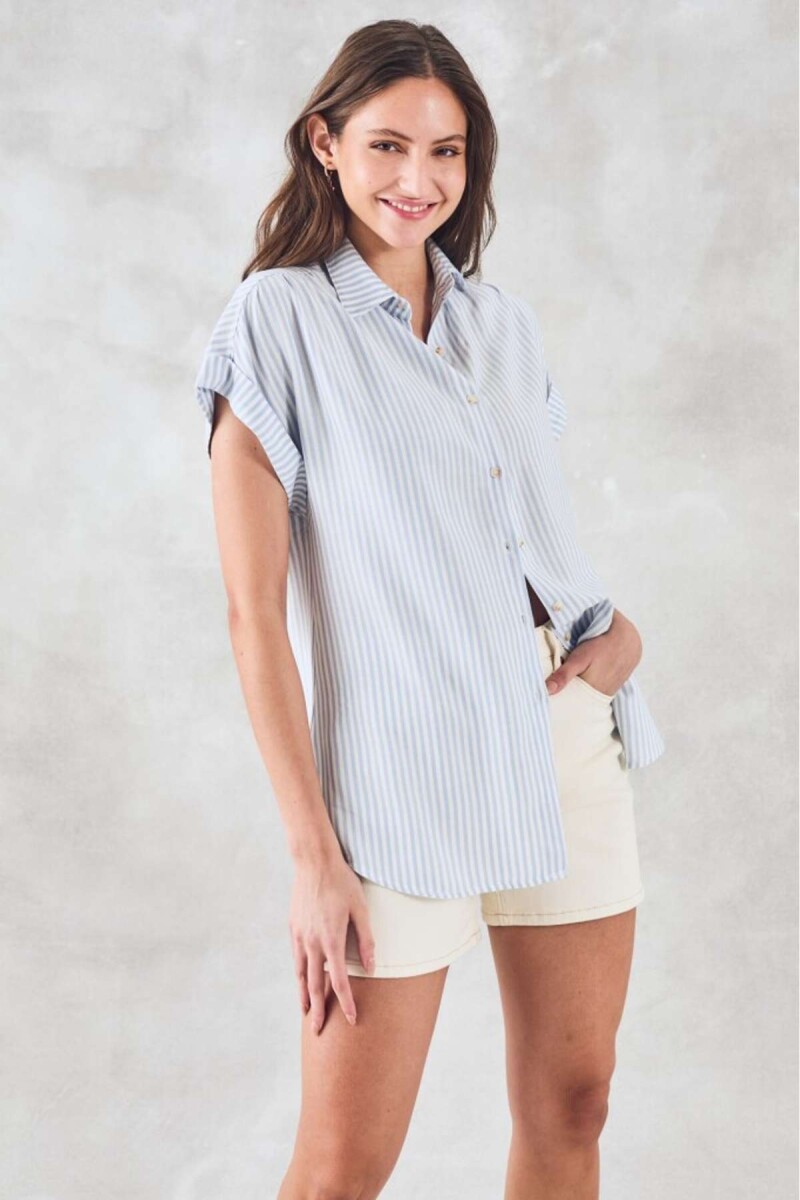 Blusa Rayada - Celeste 