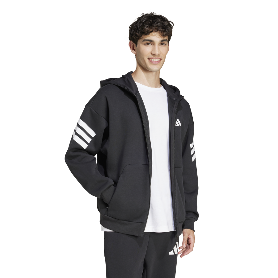 Campera de Hombre Adidas Future Icons 3 Franjas Cierre Frontal Negro