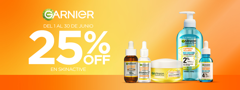 25% off en Skinactive Garnier.