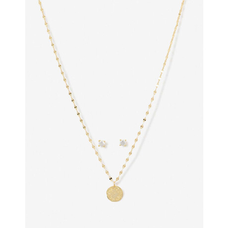 Set Aros Pasantes Y Cadena Plata 925 Dorado