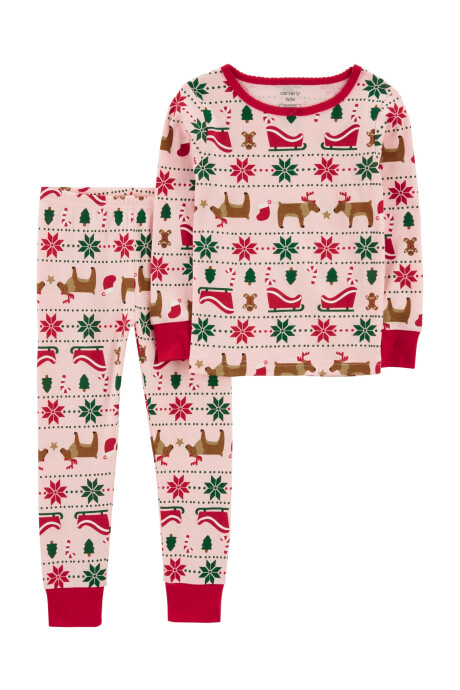 Pijama dos piezas de algodón diseño renos Sin color