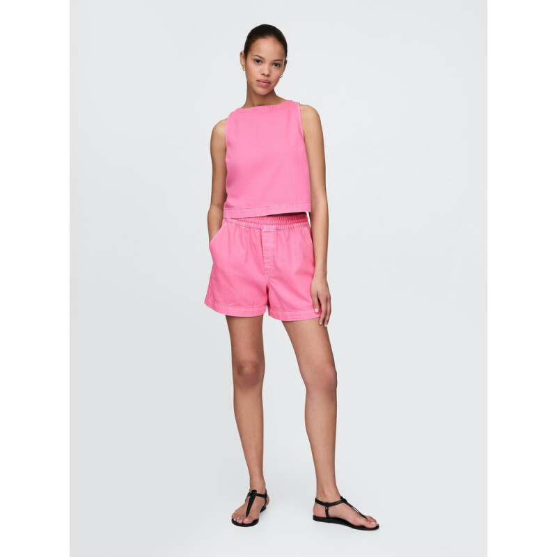 DENIM EASY PULL ON SHORT GMT DYE COLOR FRENCH PINK