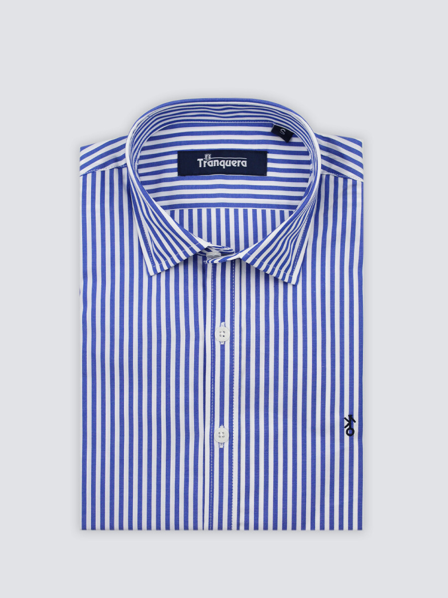 Camisa de Hombre Premium Cuello s/Botones - Raya Azul 1 
