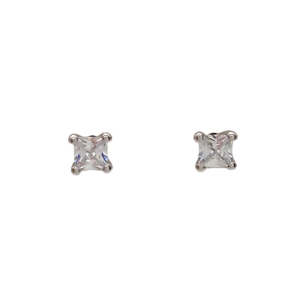 Caravanas Cuadrado-Plata 925-Piedra Zirconia-CA3100 Conpiedra