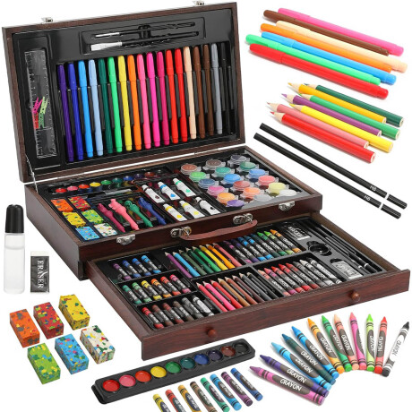 Set Arte Madera 123p Dibujo Valija Escolar Marcador Esc002002