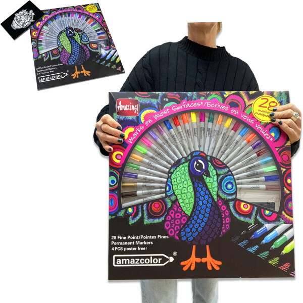 Marcadores Drypens x28 con Laminas Para Colorear Marcadores Drypens x28 con Laminas Para Colorear