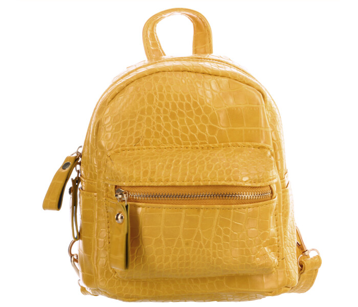 Mochila Miss Carol en material simil croco Amarillo