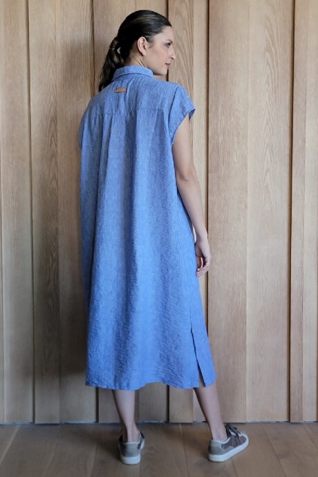 Vestido Oasis Lino Azul Melange