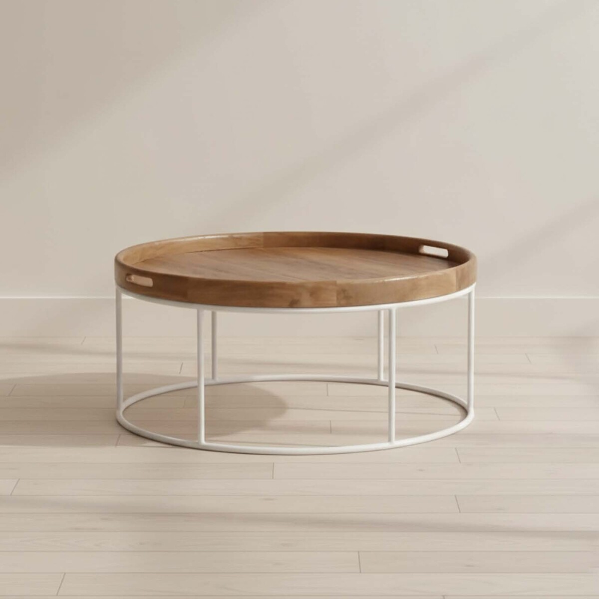 MESA CENTRAL - MADERA-Y-METAL NATURAL-BEIGE SYMI NATURAL 