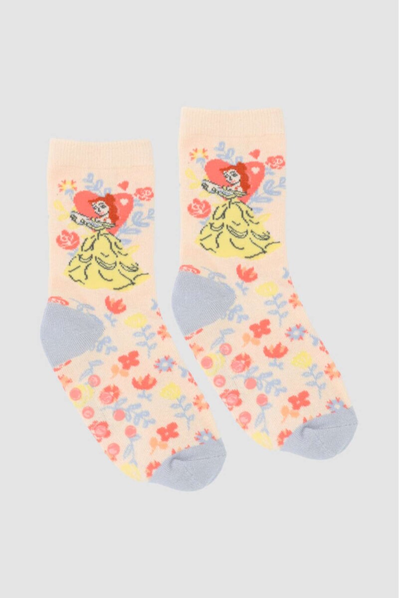 Medias individuales algodón infantil media caña con abs princesa bella - Variante 26 