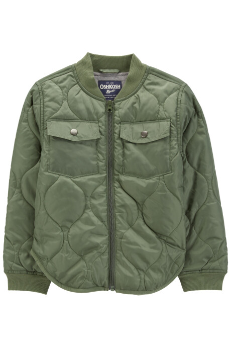Campera de popelina, acolchada, verde oliva Sin color