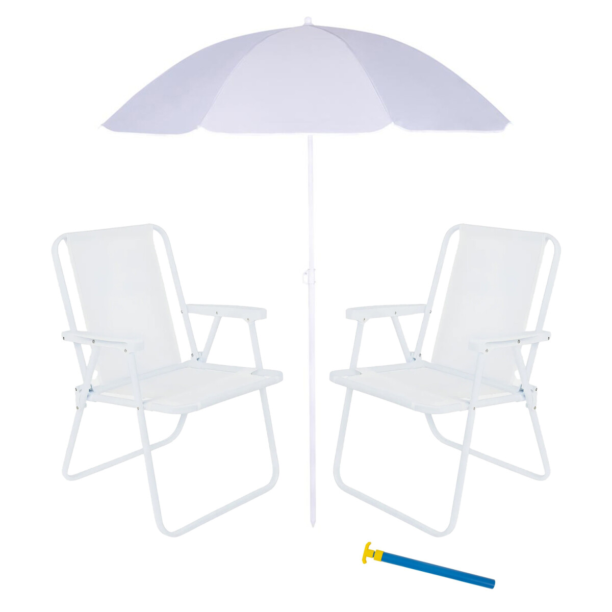 Set Sombrilla + Sillas x2 Acero 110Kg + Saca Arena Playa MOR - Plata 