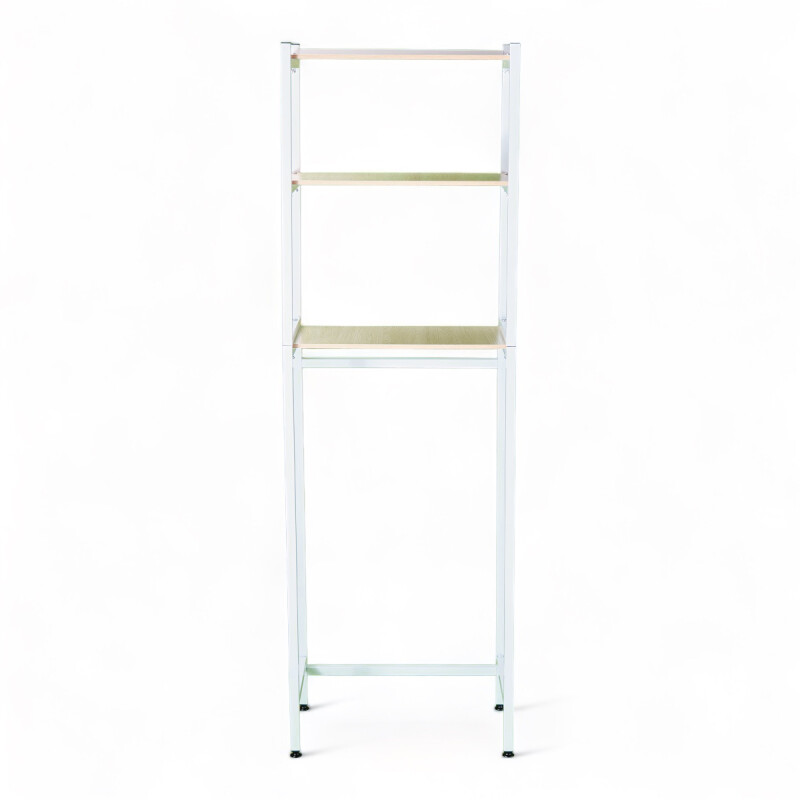 Mueble Hierro y Madera Organizador Rack baño sobre inodoro Blanco