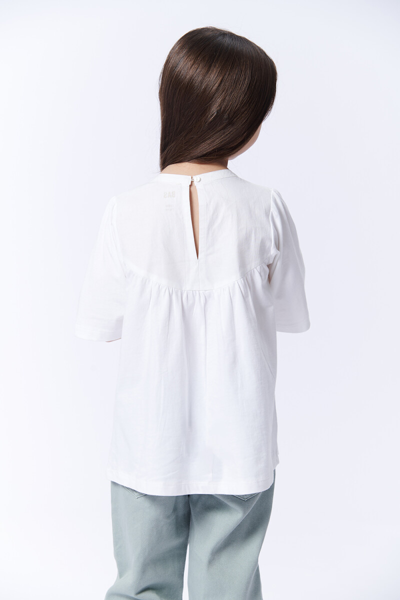 Blusa manga corta broderie Cruda