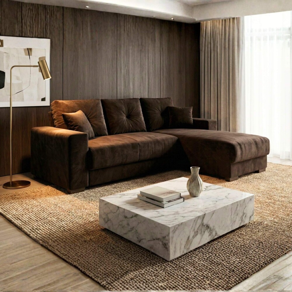 Sillón 3 cuerpos con Chaise Izquierdo - California Marrón