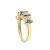 Anillo Marquise en oro amarillo 18k con brillantes y zafiros Anillo Marquise en oro amarillo 18k con brillantes y zafiros