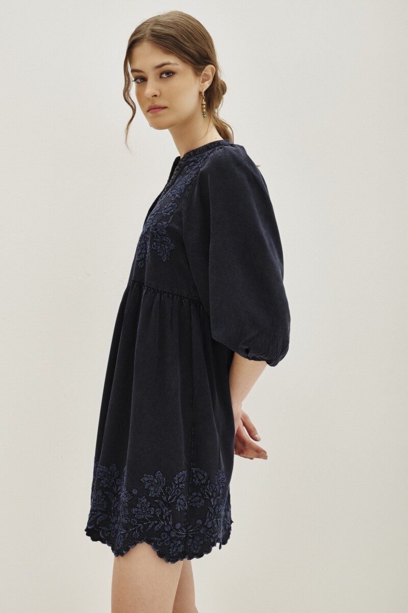 Vestido Rita Tencel Flowers Azul