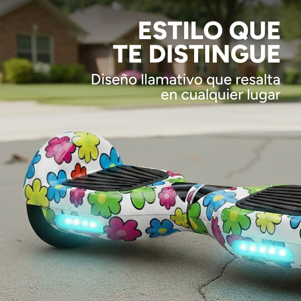 Skate Electrico Hoverboard Gogreen Musica Bt Luces Patineta Diseño Flores