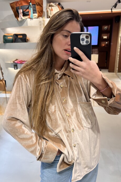 Velvet Shirt con Puño Beige