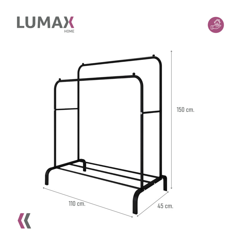 Perchero Organizador de Ropa Closet Hogar de Metal Negro