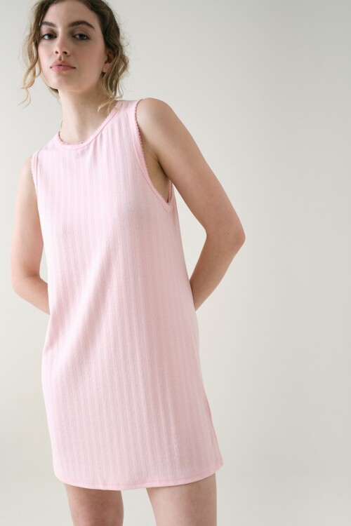 Camisón Sin Manga Pointelle Rosado