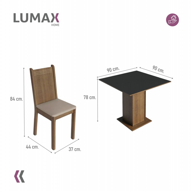 Juego de comedor Mesa de madera + 4 Sillas Beige