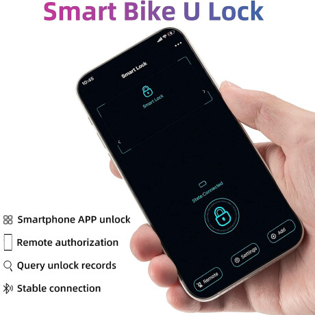 Rockbros - Candado en u para Bicicleta Smart U-lock - Reconocimiento de Huella Dactilar. Capacidad 1 001