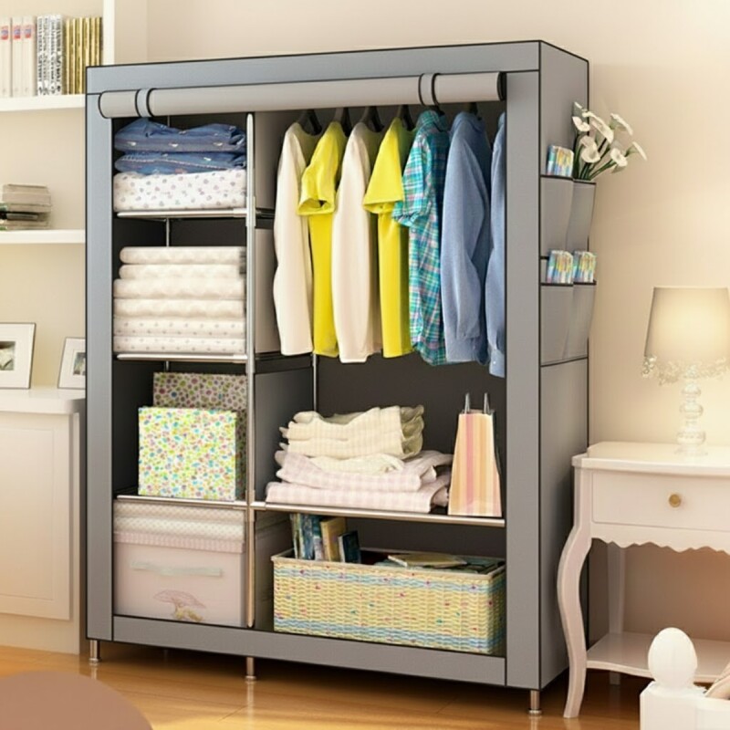 Ropero desmontable de tela 105 x 45 x 165 cm GRIS