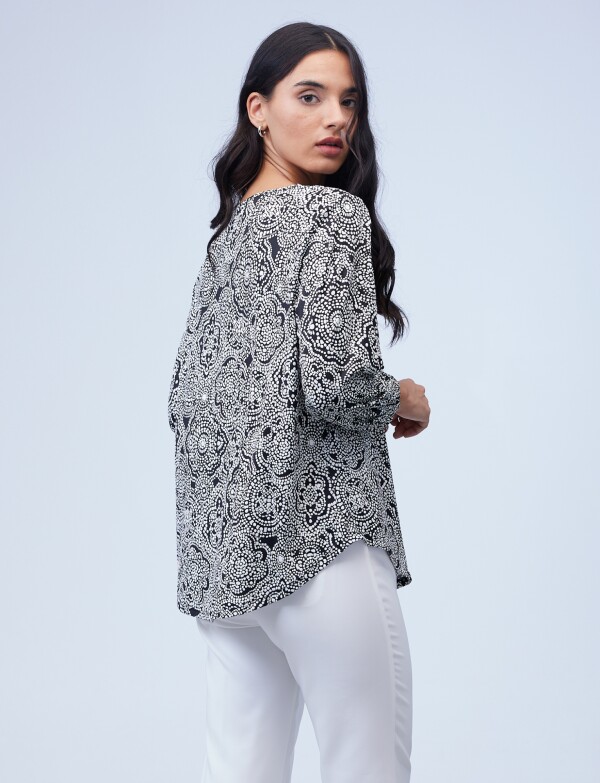 Blusa Keyhole NEGRO/BLANCO