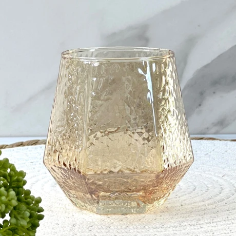 Juego De 6 Vasos Vidrio Facetado Ámbar 310ML Juego De 6 Vasos Vidrio Facetado Ámbar 310ML