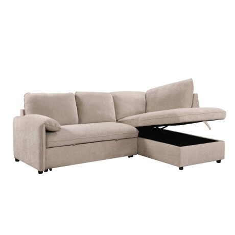 Rinconera cama Cosmo (c/baúl) - Tela Microfibra - Chaise derecho 120 (Beige)
