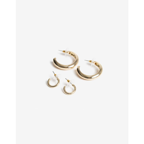 Aros Argollas Set Metal Bold De La Línea Stay Golden. Dorado