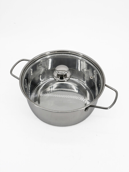 OLLA ACERO INOXIDABLE TAPA VIDRIO PLATEADO