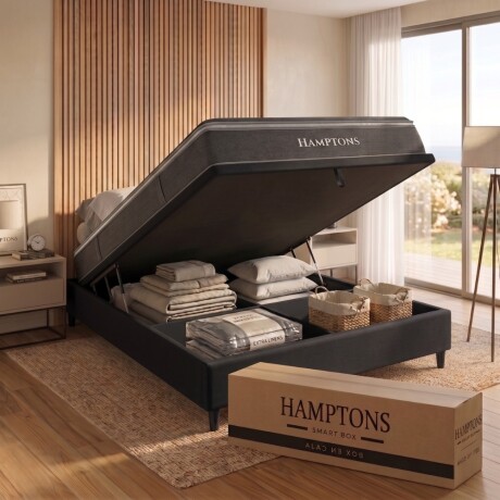 Sommier Queen HAMPTONS Hybrid Silver Smart Box Baúl Negro