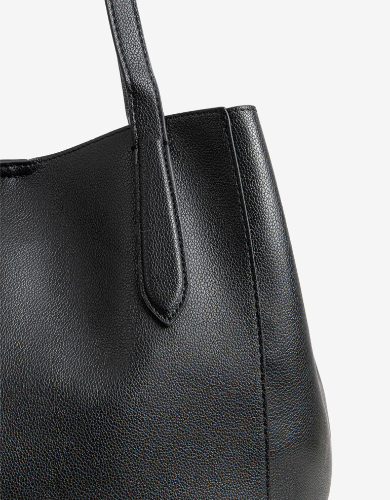 Shopper Shopper Con Doble Asa Corta De Hombro - Negro