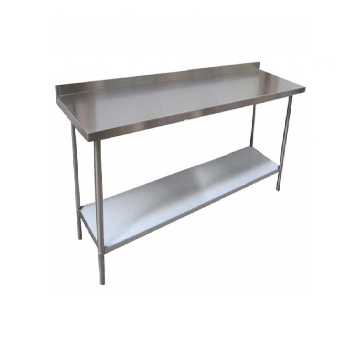 Mesada de Trabajo con Estante y Respaldo de Acero Inoxidable 90 x 60 x 85 cm 