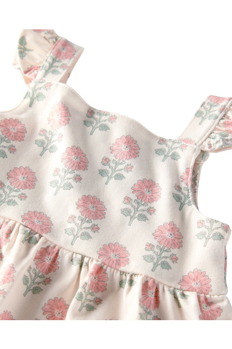Vestido de algodón orgánico, escalonado, diseño floral Sin color