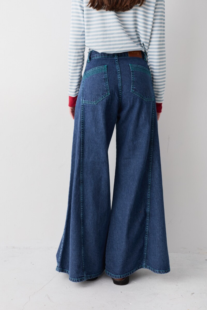 JEAN WIDE XL LINES Azul