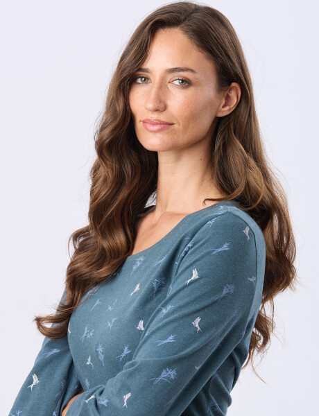 REMERA ESTAMPADA DE ALGODÓN Petroleo