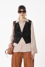 VEST DE LENTEJUELAS CON BOTON Negro