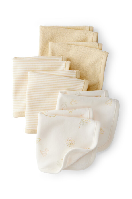 Pack seis paños de aseo de algodón terry, beige Sin color