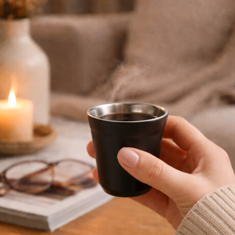 Taza pocillo de acero doble pared - 80ml Negro